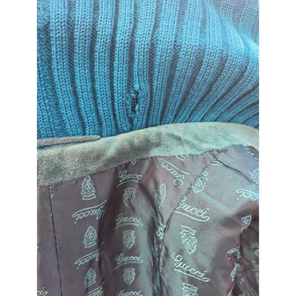 Authentic Gucci Coat Vintage Long Wrap Leather & Wool Size Small - Picture 6 of 6